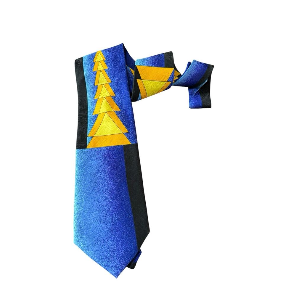 Rush Limbaugh No Boundaries Silk Tie Blue Gold Geometric USA Vibrant Career Work